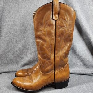 Vintage Texas Brand Womens 8 Western Cowboy Boots Tan Leather USA Cowgirl